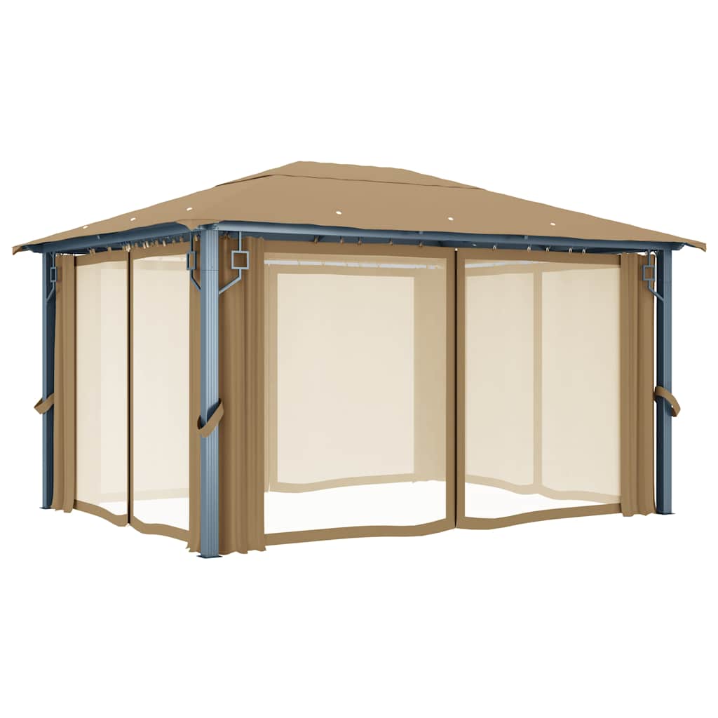 vidaXL Gazebo with Curtain 400x300 cm Taupe Aluminium 4