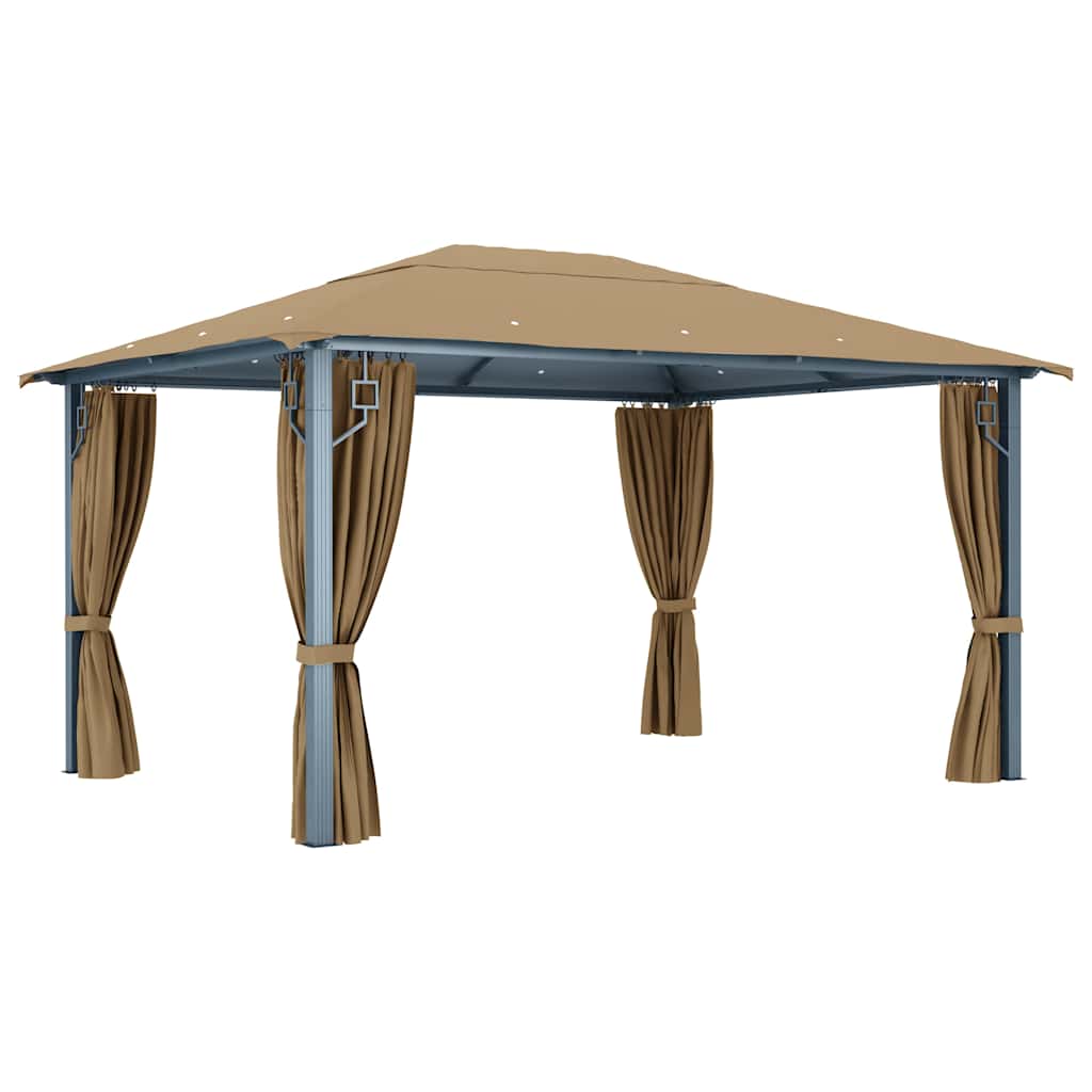 vidaXL Gazebo with Curtain 400x300 cm Taupe Aluminium 5