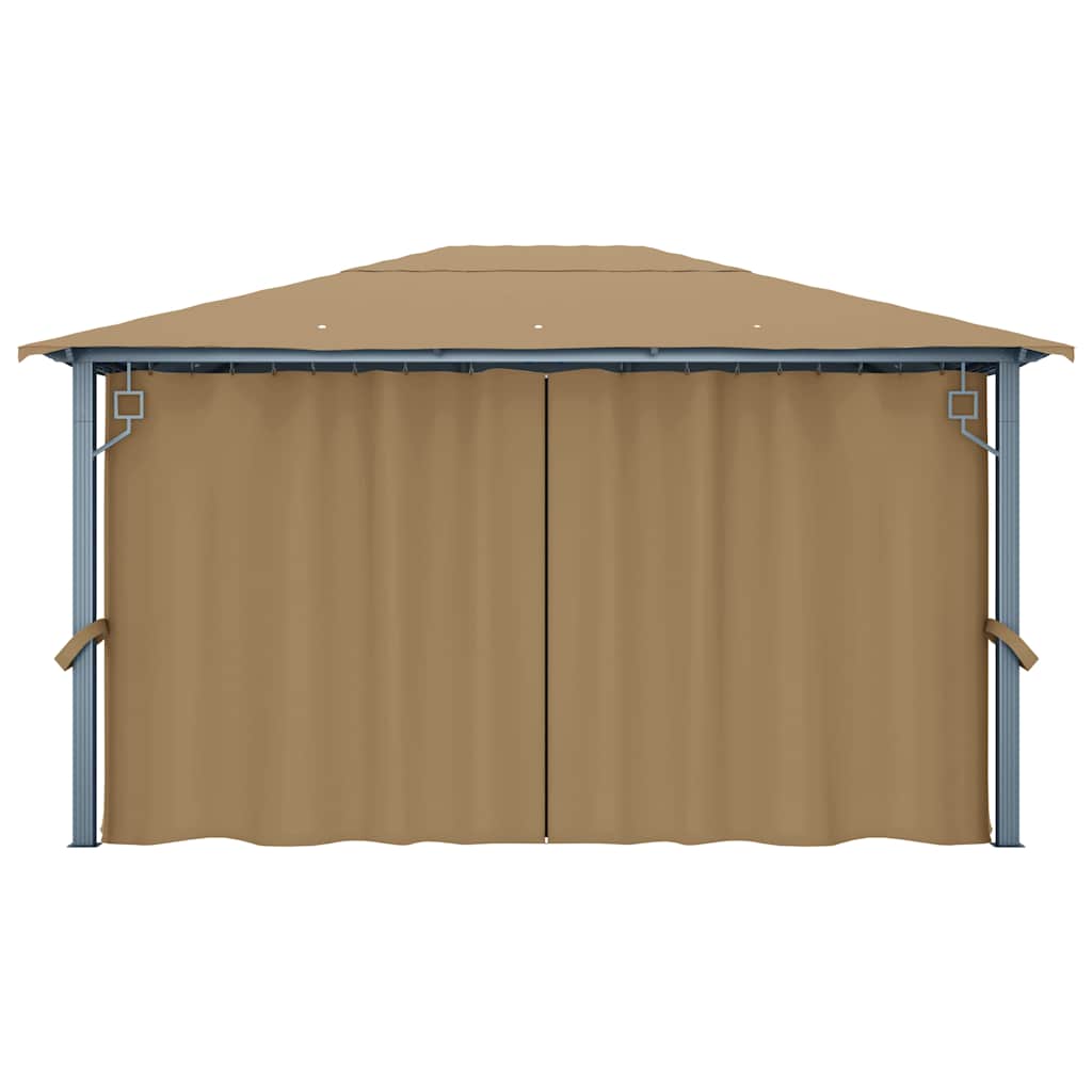 vidaXL Gazebo with Curtain 400x300 cm Taupe Aluminium 6