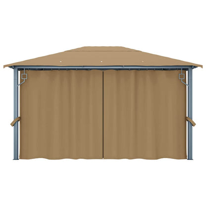 vidaXL Gazebo with Curtain 400x300 cm Taupe Aluminium 6