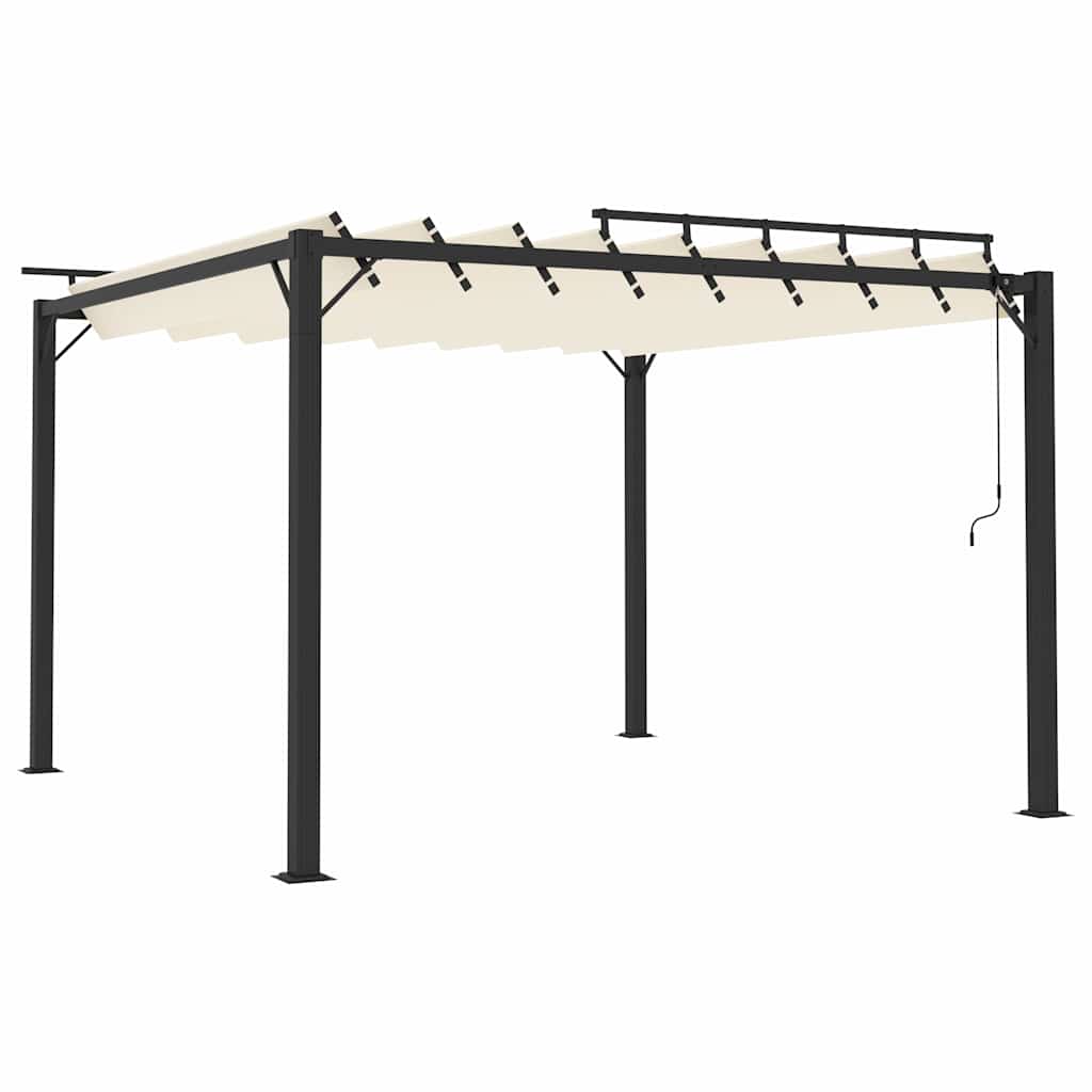 313924 vidaXL Gazebo with Louvered Roof 3x3 m Cream Fabric and Aluminium 2