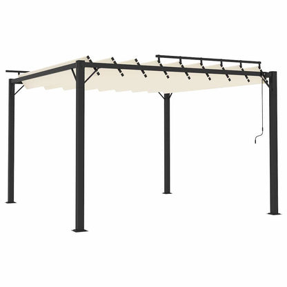 313924 vidaXL Gazebo with Louvered Roof 3x3 m Cream Fabric and Aluminium 2