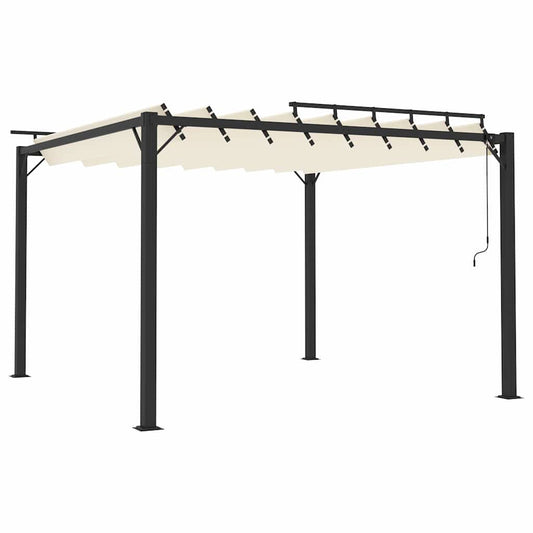 313924 vidaXL Gazebo with Louvered Roof 3x3 m Cream Fabric and Aluminium 2