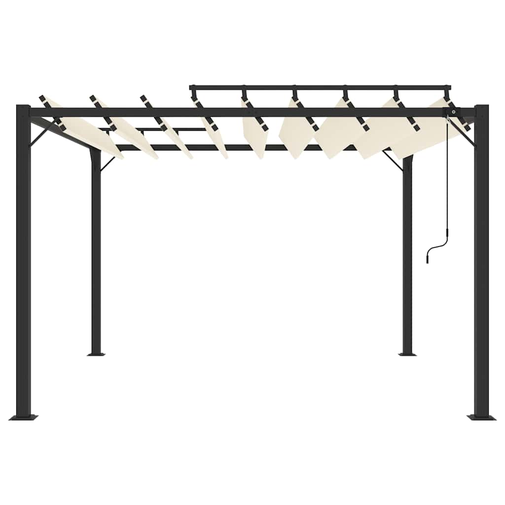 313924 vidaXL Gazebo with Louvered Roof 3x3 m Cream Fabric and Aluminium 3