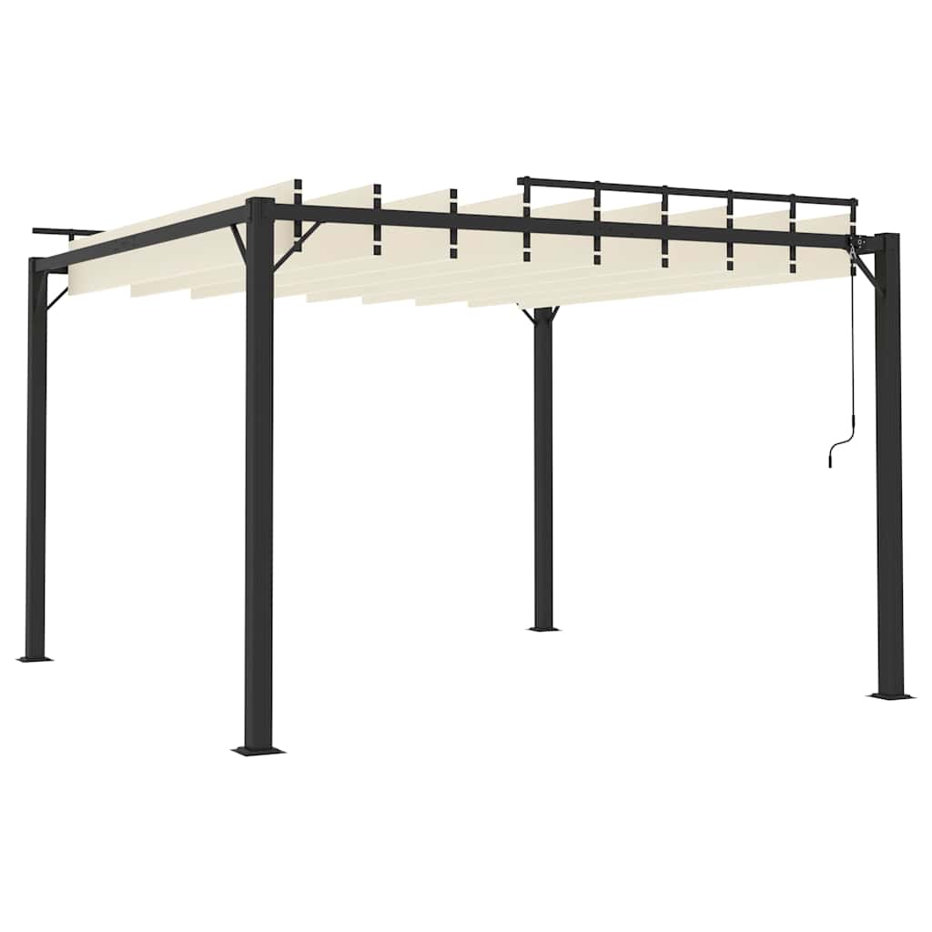313924 vidaXL Gazebo with Louvered Roof 3x3 m Cream Fabric and Aluminium 4