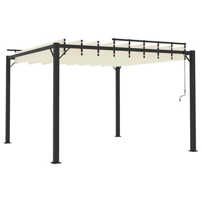 313924 vidaXL Gazebo with Louvered Roof 3x3 m Cream Fabric and Aluminium 4