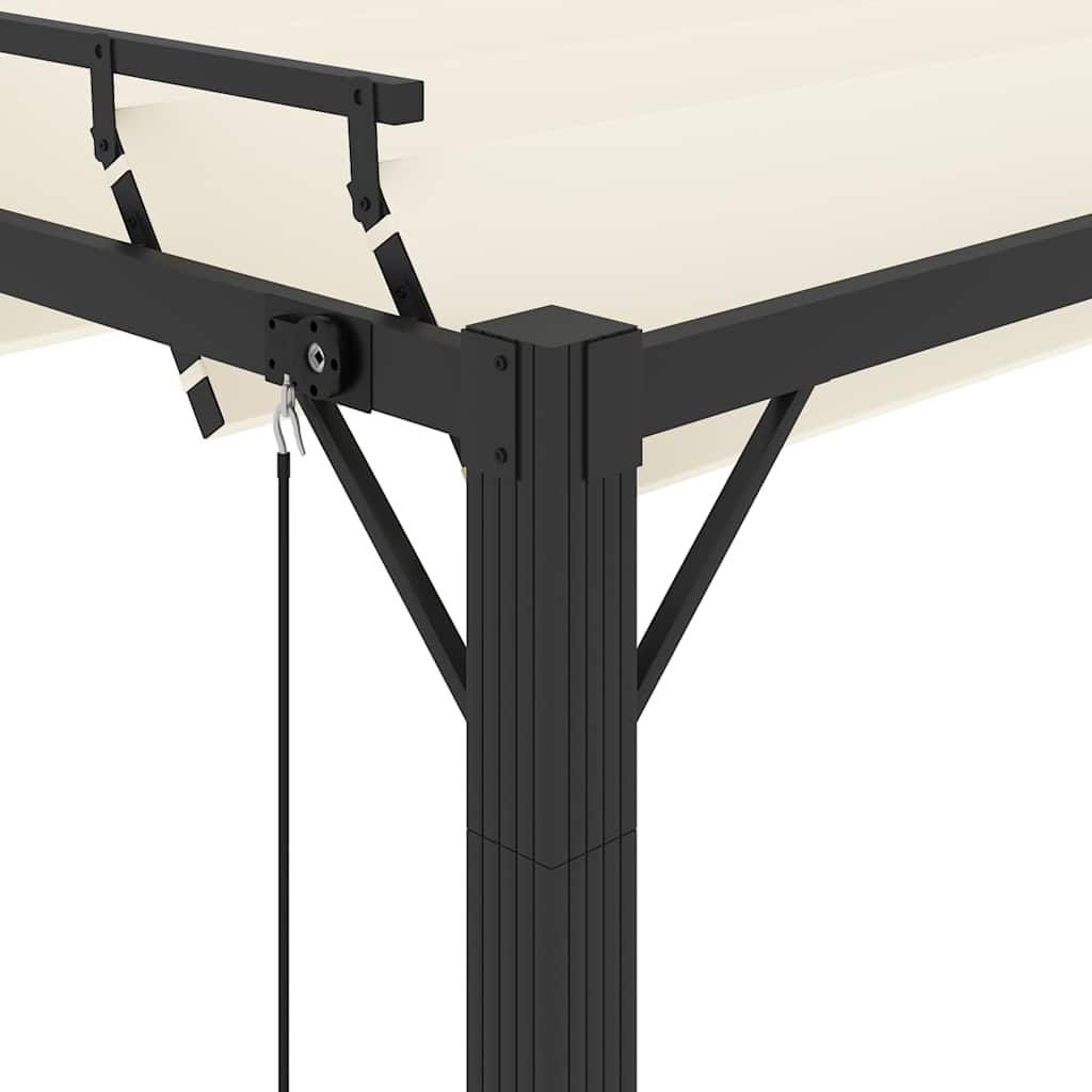 313924 vidaXL Gazebo with Louvered Roof 3x3 m Cream Fabric and Aluminium 6