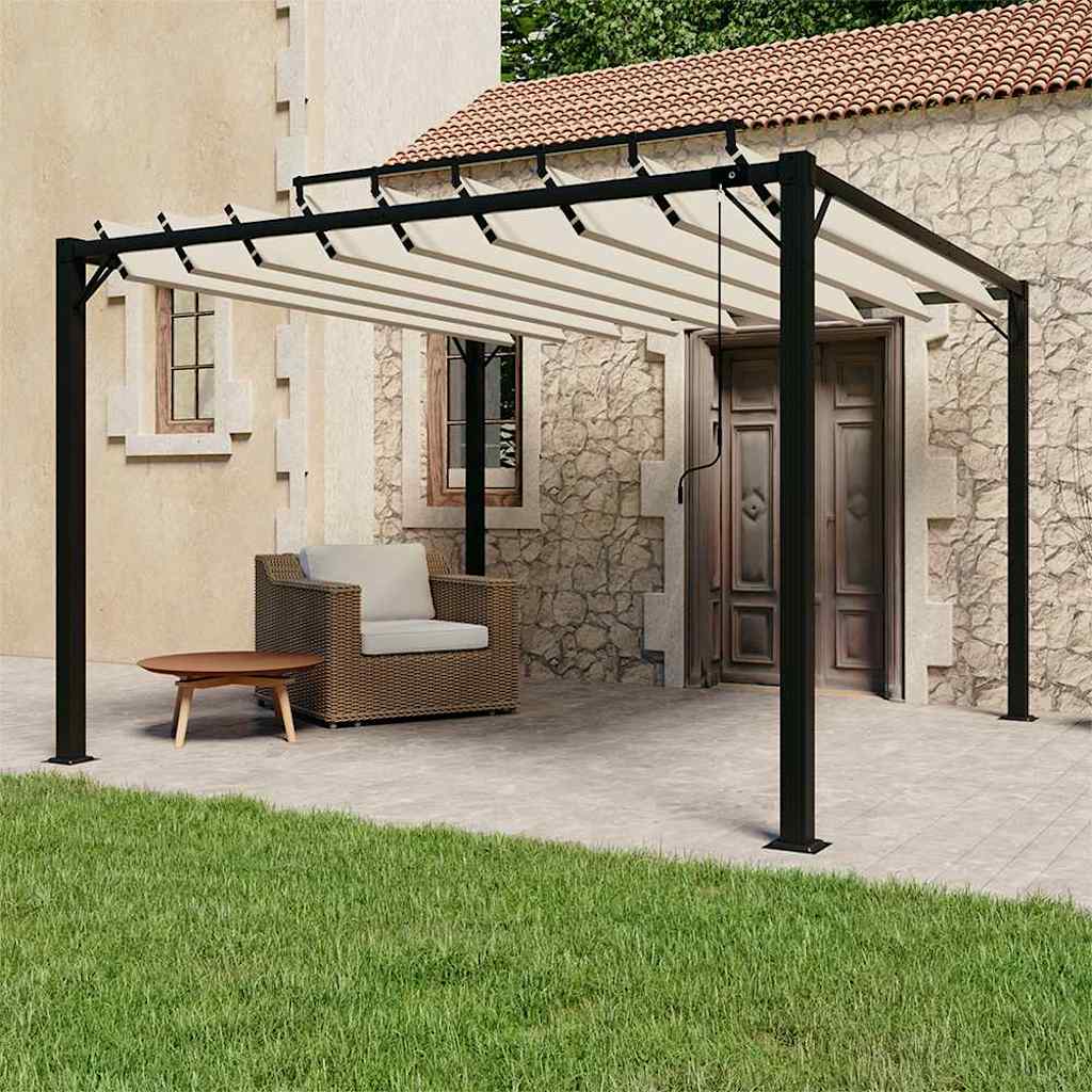 313924 vidaXL Gazebo with Louvered Roof 3x3 m Cream Fabric and Aluminium 1