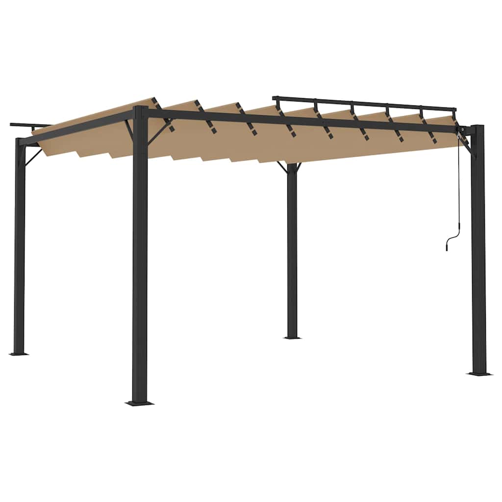 313925 vidaXL Gazebo with Louvered Roof 3x3 m Taupe Fabric and Aluminium 2