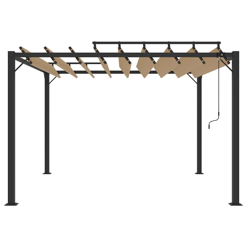 313925 vidaXL Gazebo with Louvered Roof 3x3 m Taupe Fabric and Aluminium 3