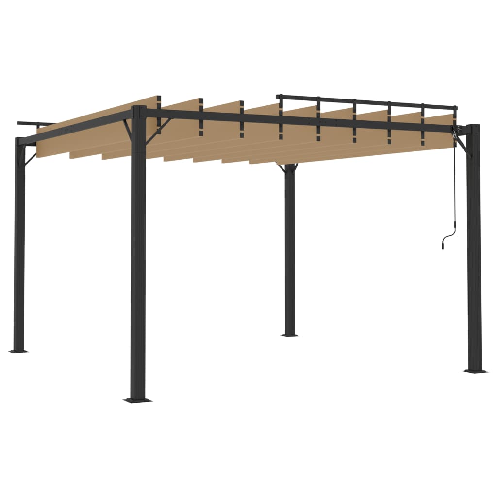 313925 vidaXL Gazebo with Louvered Roof 3x3 m Taupe Fabric and Aluminium 4