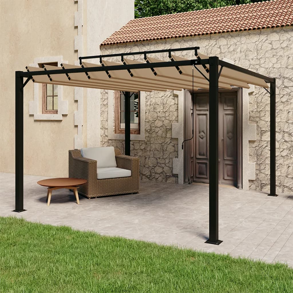 313925 vidaXL Gazebo with Louvered Roof 3x3 m Taupe Fabric and Aluminium 1