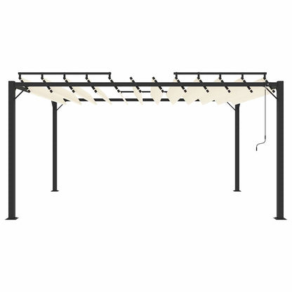 313927 vidaXL Gazebo with Louvered Roof 3x4 m Cream Fabric and Aluminium 3