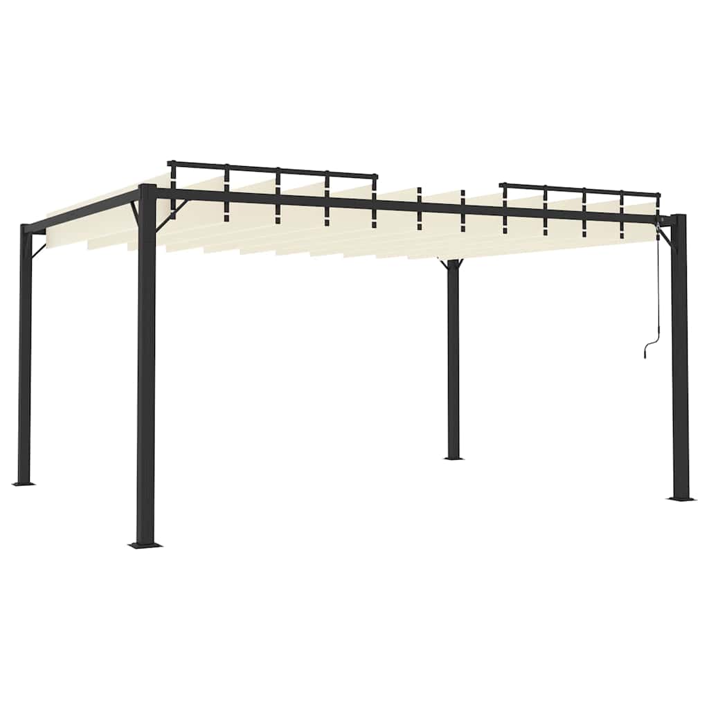 313927 vidaXL Gazebo with Louvered Roof 3x4 m Cream Fabric and Aluminium 4