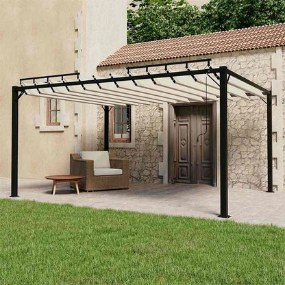 313927 vidaXL Gazebo with Louvered Roof 3x4 m Cream Fabric and Aluminium 1
