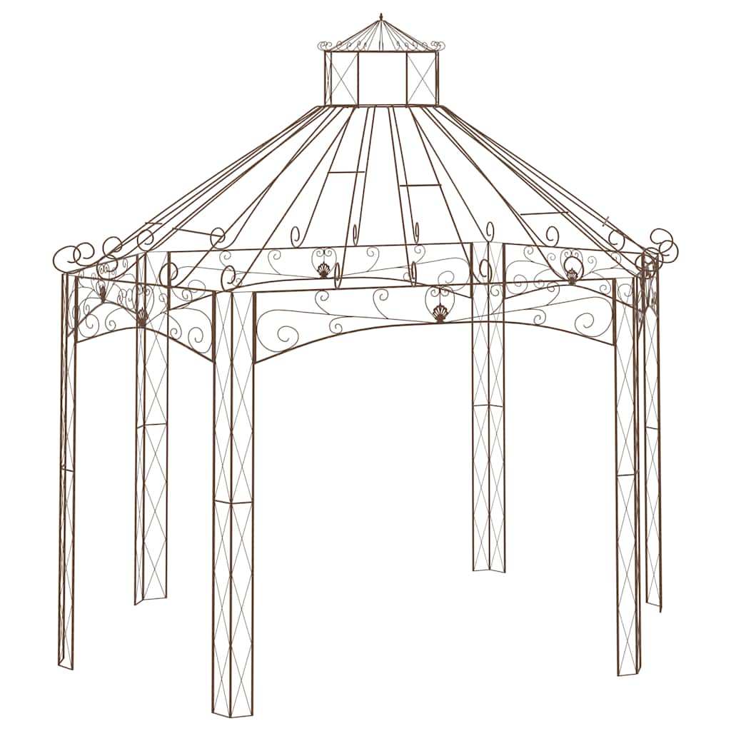 314000 vidaXL Garden Pavilion Antique Brown 400x258x378 cm Iron 1