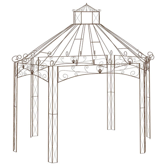 314000 vidaXL Garden Pavilion Antique Brown 400x258x378 cm Iron 1