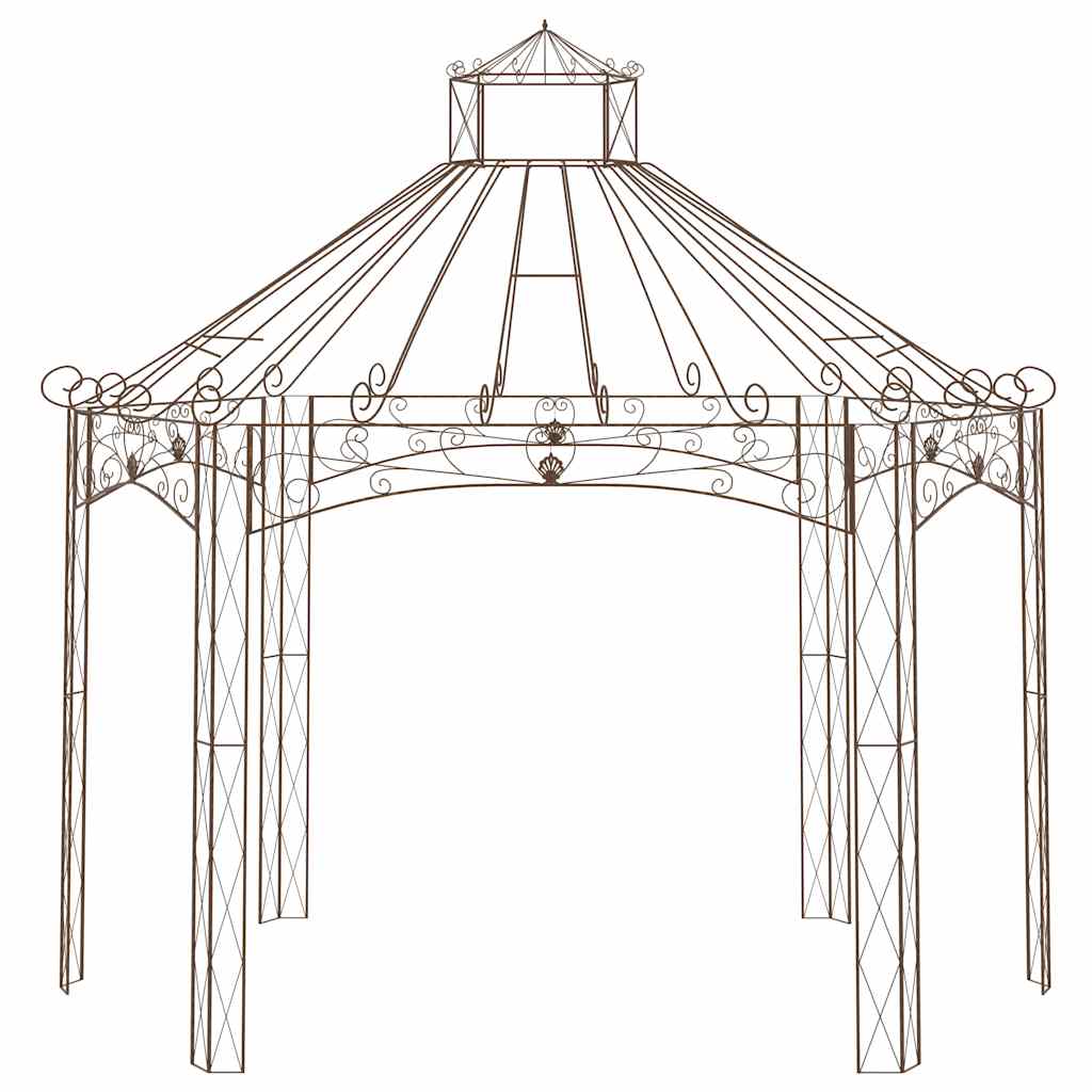 314000 vidaXL Garden Pavilion Antique Brown 400x258x378 cm Iron 2