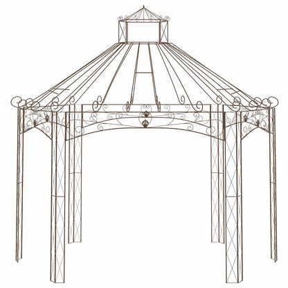 314000 vidaXL Garden Pavilion Antique Brown 400x258x378 cm Iron 2