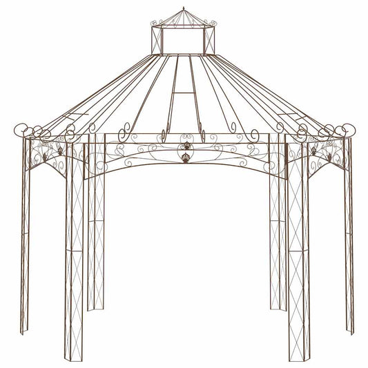 314000 vidaXL Garden Pavilion Antique Brown 400x258x378 cm Iron 2