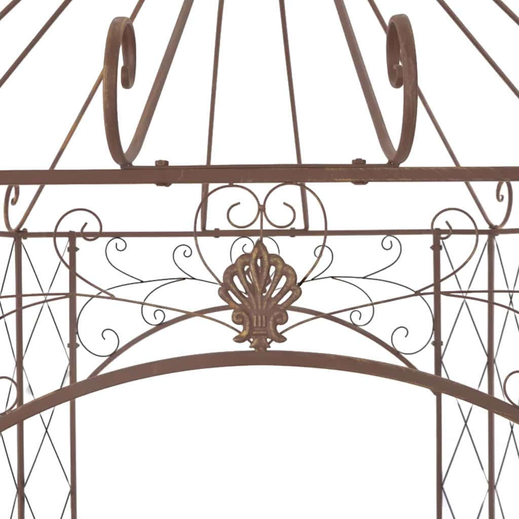 314000 vidaXL Garden Pavilion Antique Brown 400x258x378 cm Iron 4