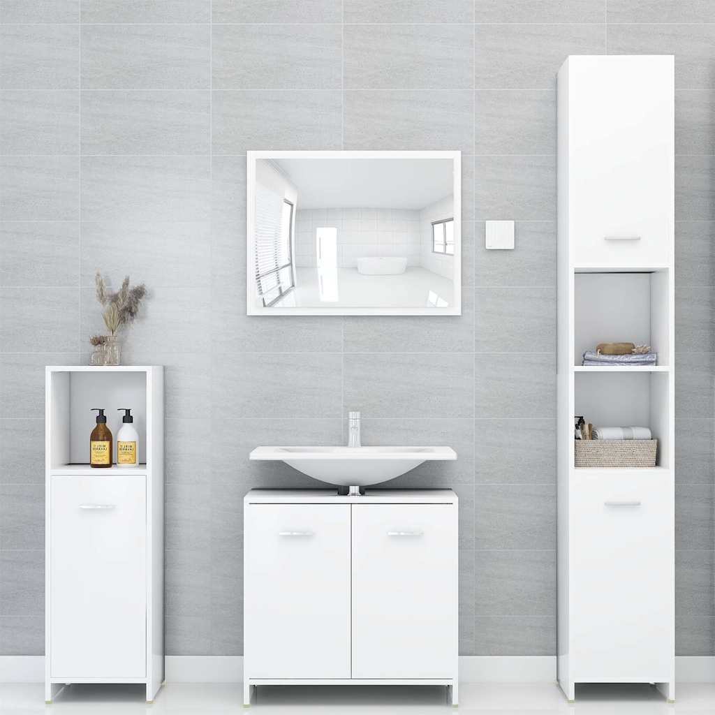 4 Piece Bathroom Furniture Set Engineered Wood White