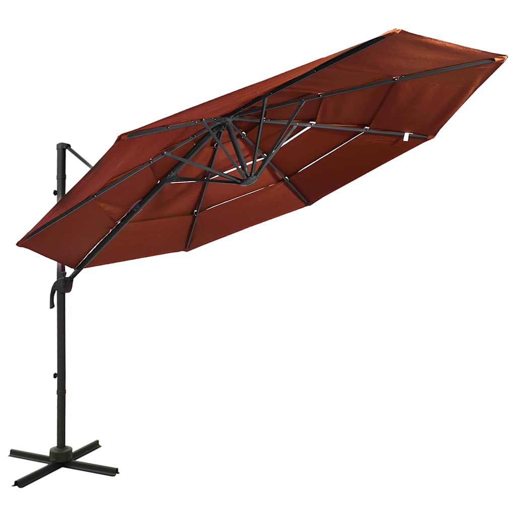 4-Tier Garden Parasol with Aluminium Pole 3x3 m Terracotta