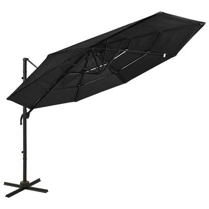 4-Tier Garden Parasol with Aluminium Pole 3x3 m Black