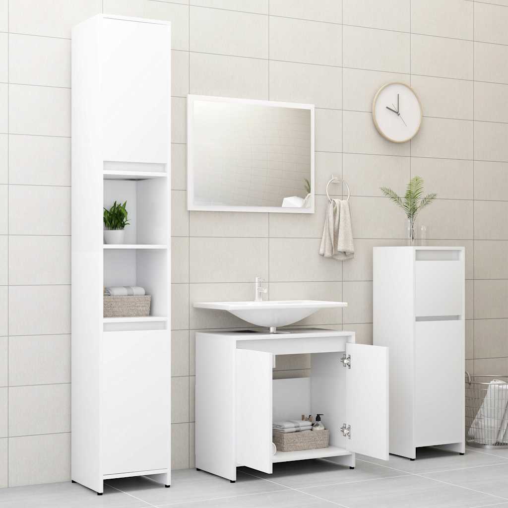 3 Piece Bathroom Furniture Set Engineered Wood White