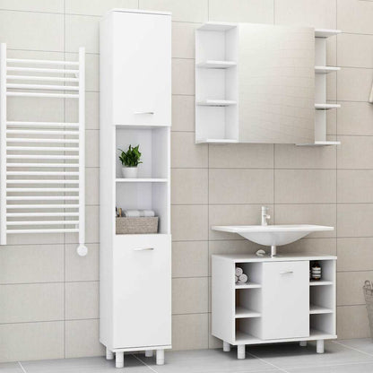 3 Piece Bathroom Furniture Set Engineered Wood White