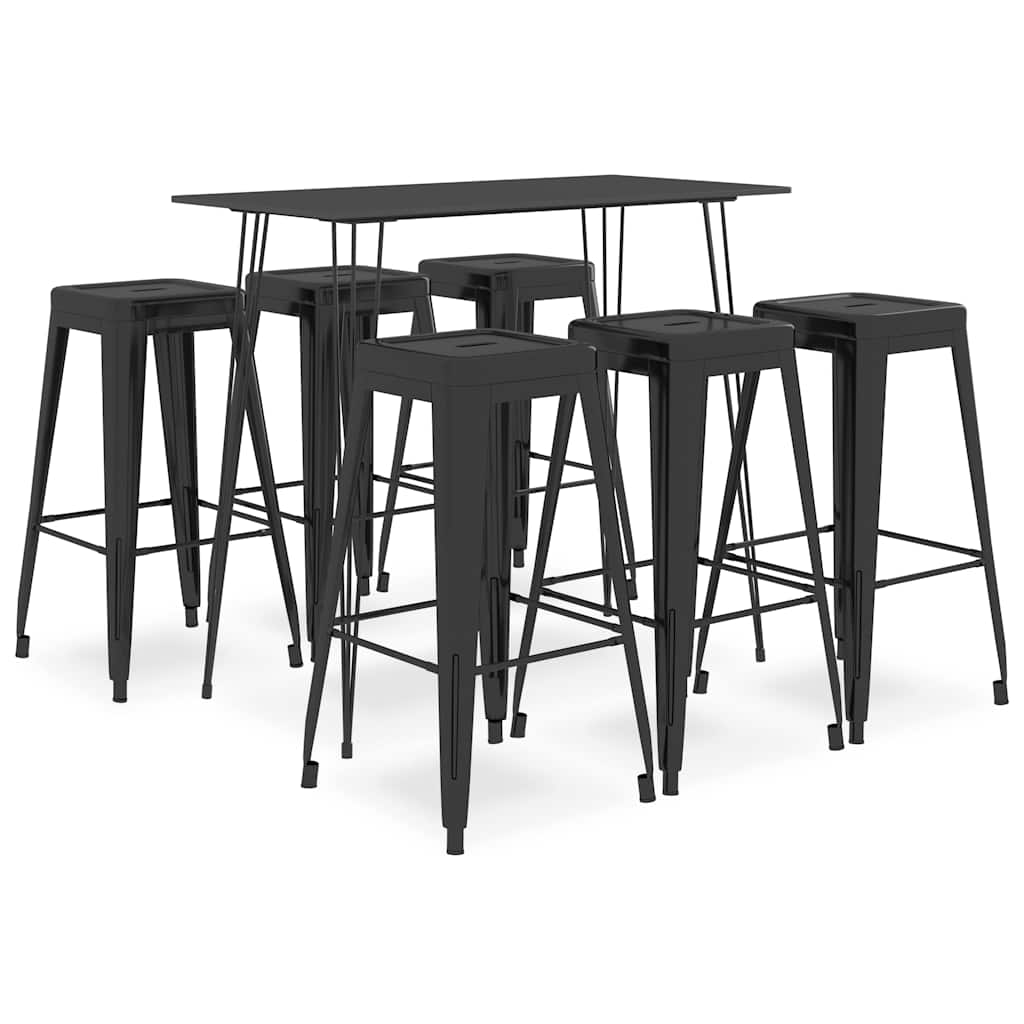 vidaXL 7 Piece Bar Set Black 1