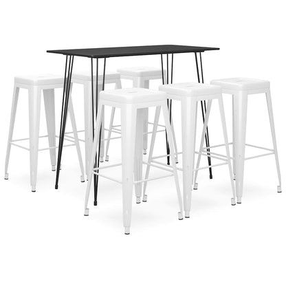 vidaXL 7 Piece Bar Set Black and White 1