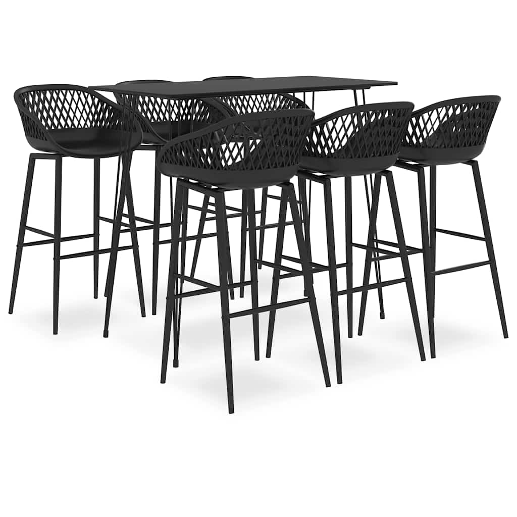 vidaXL 7 Piece Bar Set Black 1