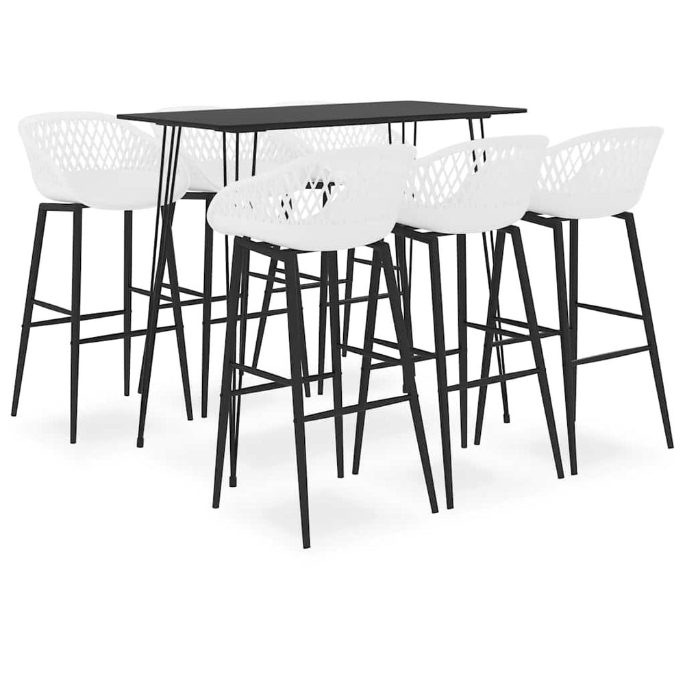 vidaXL Bar Set | Black and White | MDF, Metal, PP | Standard | Ergonomic