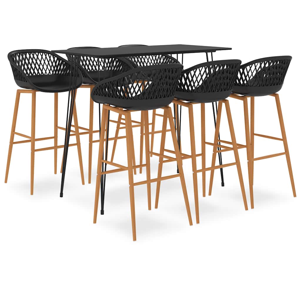 vidaXL 7 Piece Bar Set Black 1