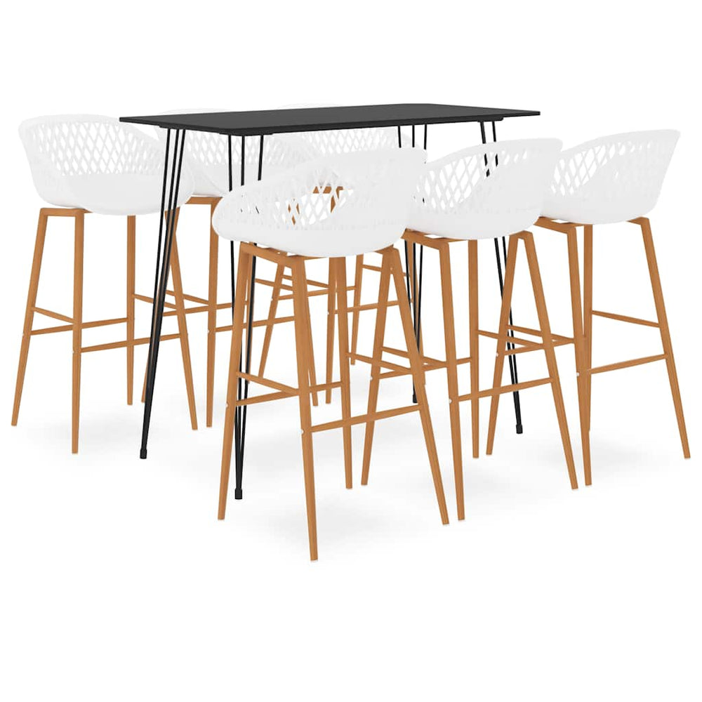 vidaXL 7 Piece Bar Set Black and White