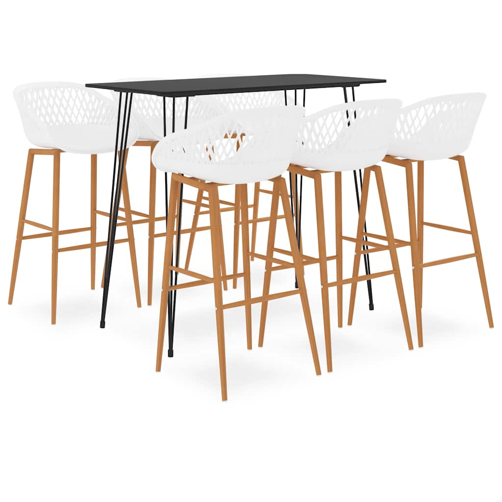 vidaXL 7 Piece Bar Set Black and White 1