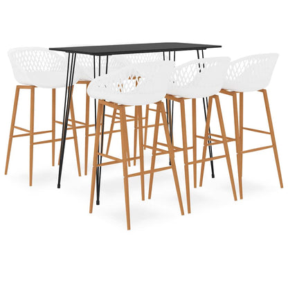 vidaXL 7 Piece Bar Set Black and White 1
