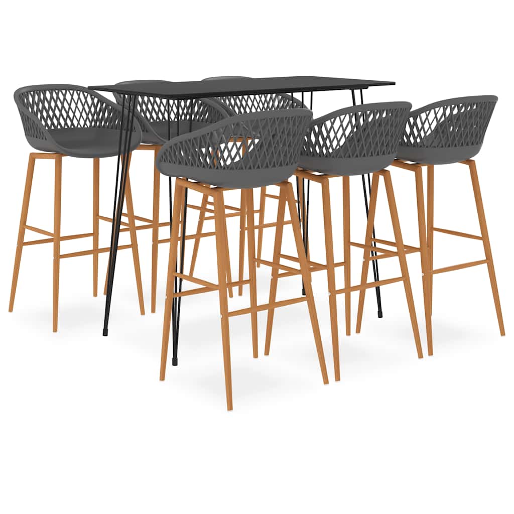 vidaXL 7 Piece Bar Set Black and Grey 1