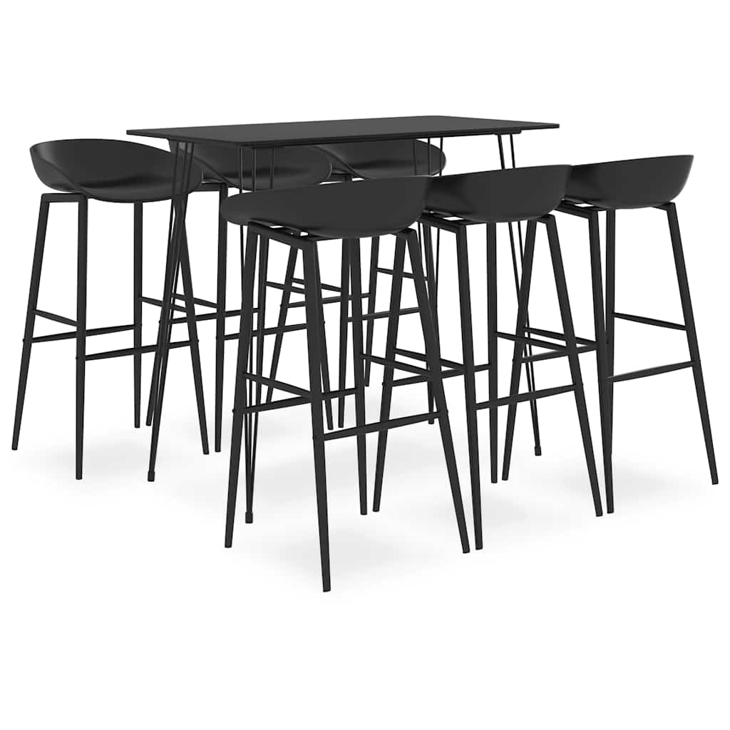 vidaXL 7 Piece Bar Set Black 1