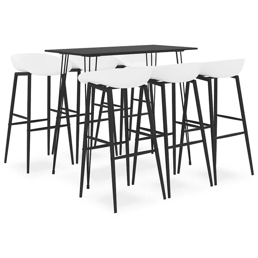 vidaXL 7 Piece Bar Set Black and White 1