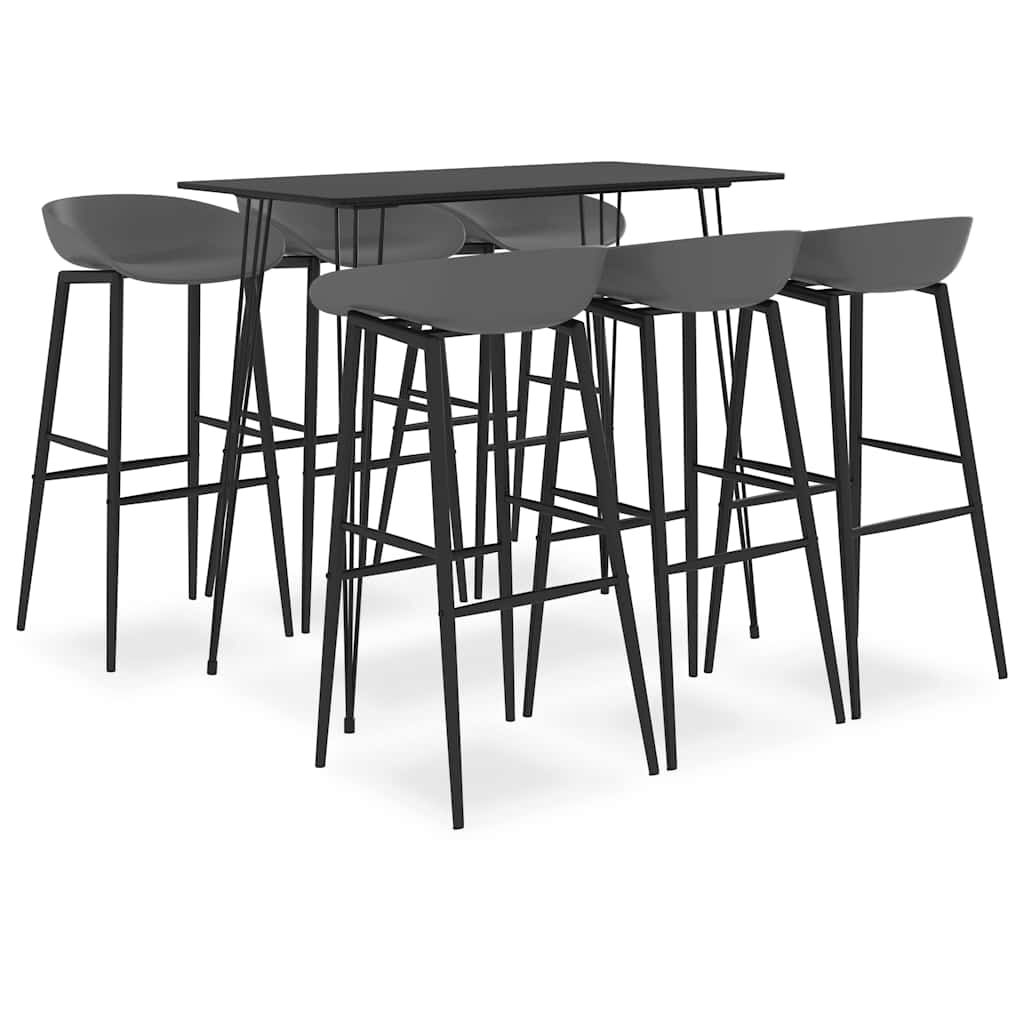 vidaXL 7 Piece Bar Set Black and Grey 1