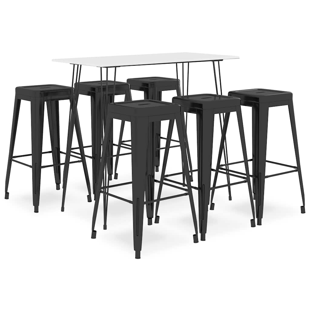 vidaXL 7 Piece Bar Set White and Black 1