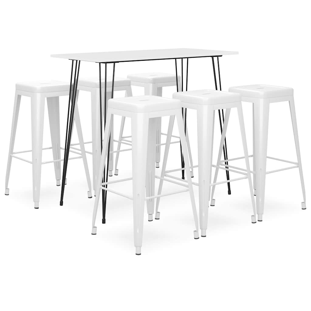vidaXL Bar Set | White | MDF | Medium | Stackable | Bar Set | Rectangular 1