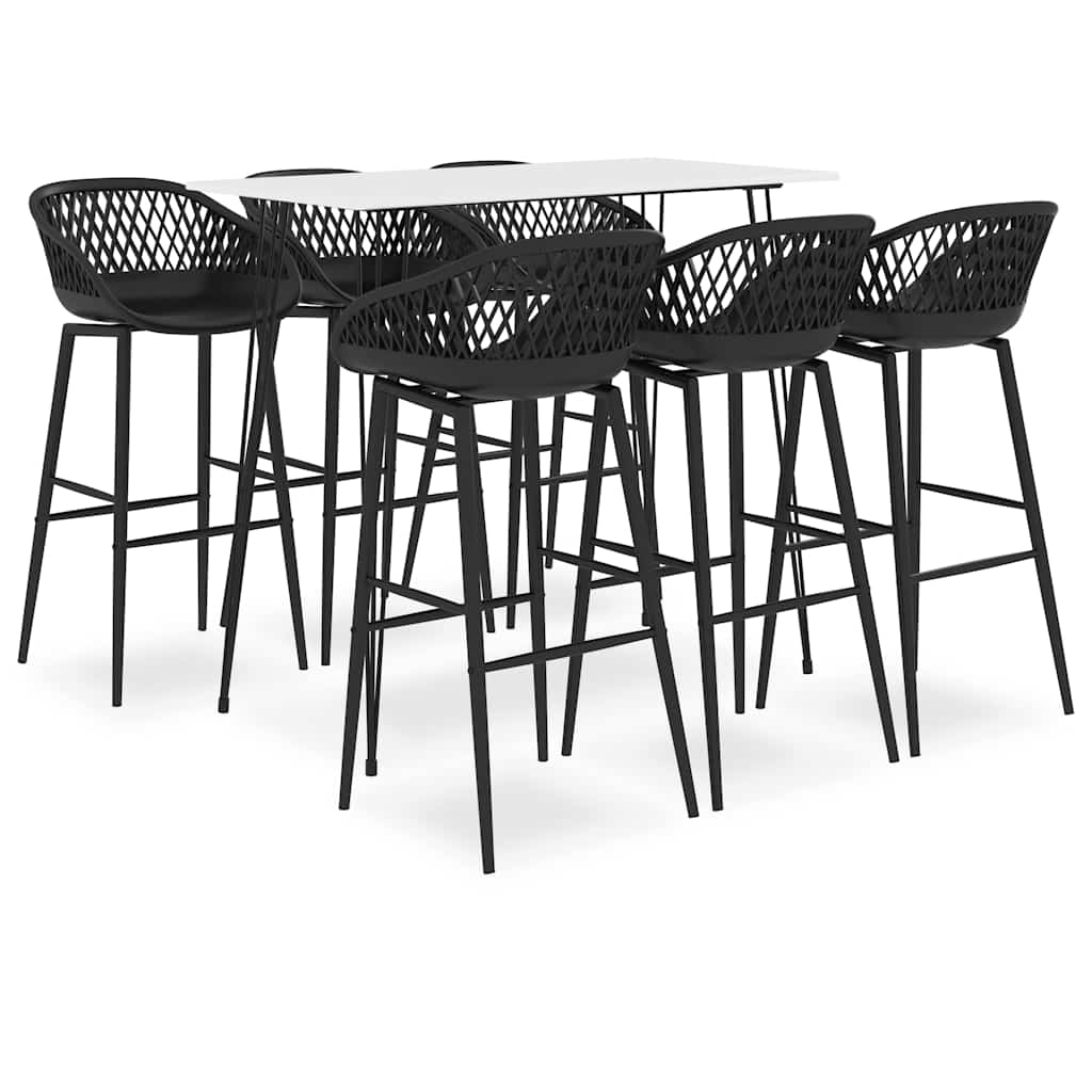 vidaXL 7 Piece Bar Set White and Black 1