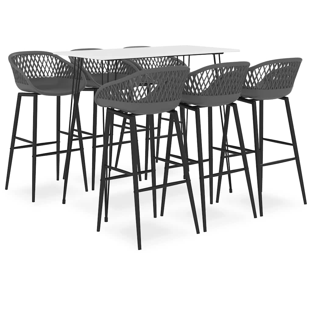 vidaXL Bar Set | White and Grey | MDF, Metal, PP | Large | Ergonomic | Bar Set 1