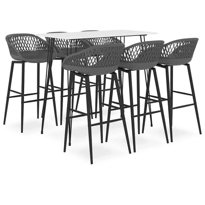 vidaXL Bar Set | White and Grey | MDF, Metal, PP | Large | Ergonomic | Bar Set 1