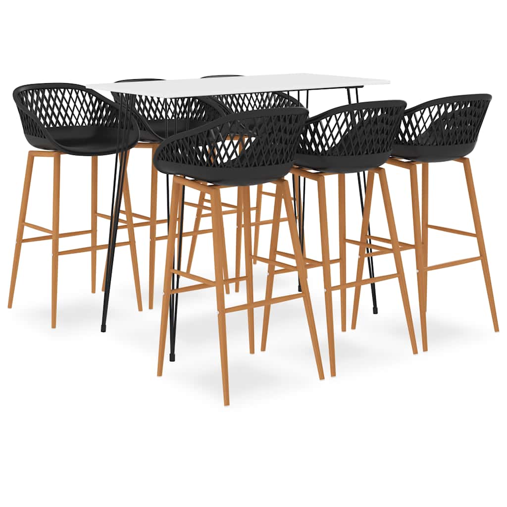 vidaXL 7 Piece Bar Set White and Black 1