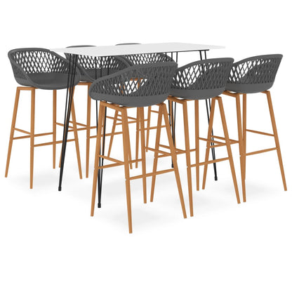 vidaXL Bar Set | White and Grey | MDF, PP, Powder-Coated Metal | Standard 1