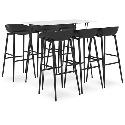 vidaXL Bar Set | White, Black | MDF, Metal | Large | Ergonomic | Bar Set 1